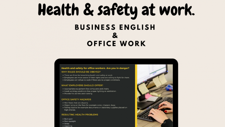 BHP w pracy biurowej. Health & safety for office workers.